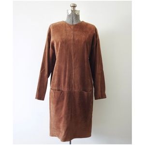 Vintage XOE New York for Saks 5th Ave Brown Suede Dress w/ Pockets Size 8